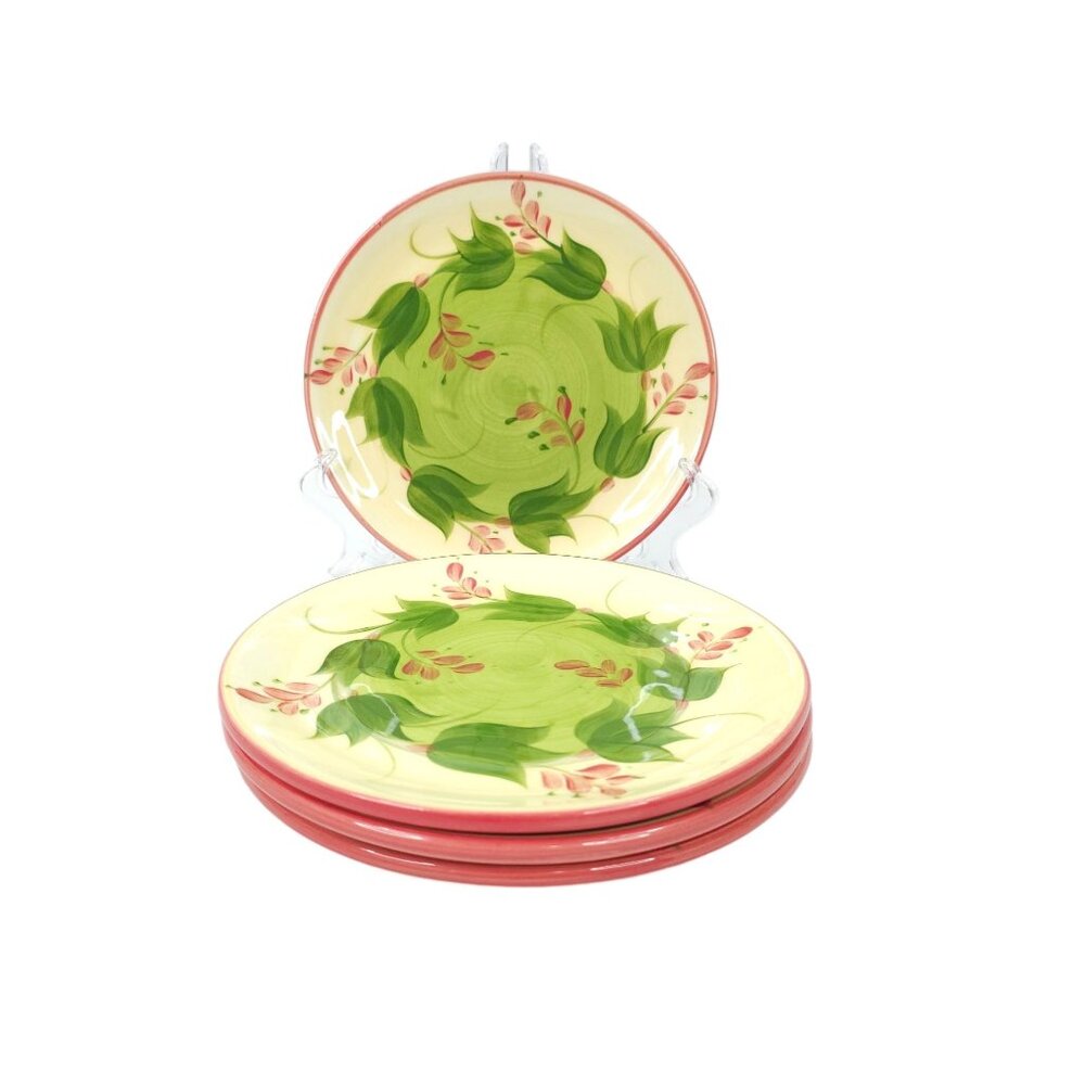 Gail Pittman Laurel Leaf Salad Plates Set of 4 Vintage 1998 Signed Pottery Rare